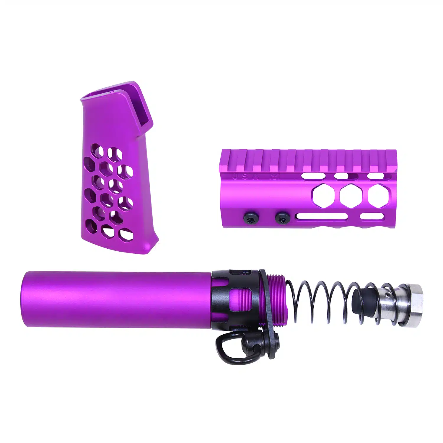 AR-15 Micro Honeycomb Pistol Furniture Set in Anodized Purple