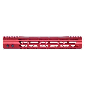 12-inch Red Anodized M-LOK Free Floating Handguard with Picatinny Rail.