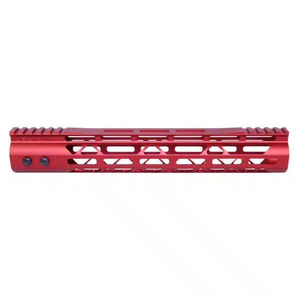 12-inch Red Anodized M-LOK Free Floating Handguard with Picatinny Rail.