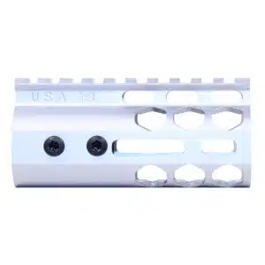 Silver 4-inch Honeycomb M-LOK Handguard with Monolithic Top Rail.