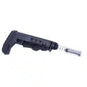 AR .308 Cal M.P.M. Stock with matte black finish and chrome recoil spring visible.