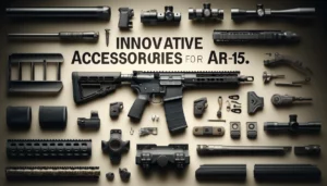 DALL·E 2024 05 22 08.26.22 A sleek and modern blog image showcasing innovative AR 15 accessories. The image should feature various high quality AR 15 parts, including custom upp