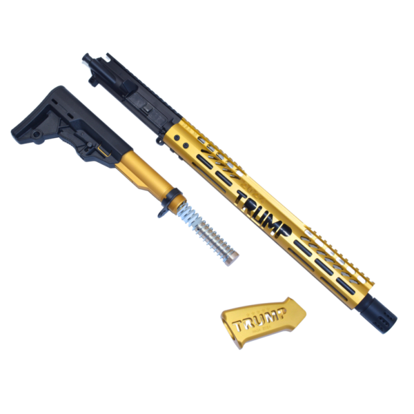 AR-15 5.56 Rifle Upper Set with collapsible stock "Trump 2024" in Anodized Gold