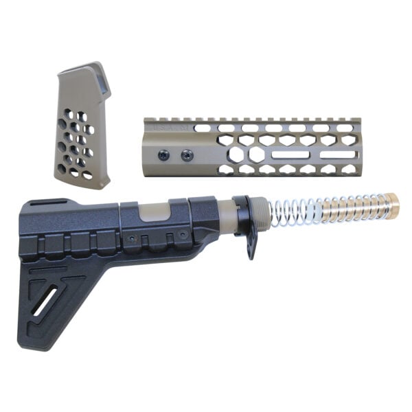 AR-15 7" Honeycomb Pistol Furniture Set With Brace Flat Dark Earth