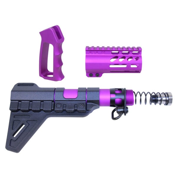 AR-15 Micro Pistol Furniture Set With Brace in Anodized Purple