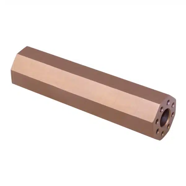 AR-15 bronze anodized octagonal fake suppressor with mounting holes.