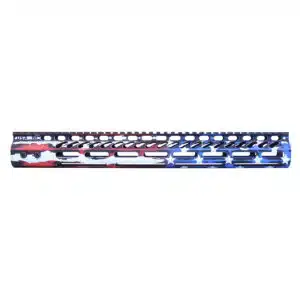 15-inch M-LOK handguard with battle worn flag finish and monolithic top rail.