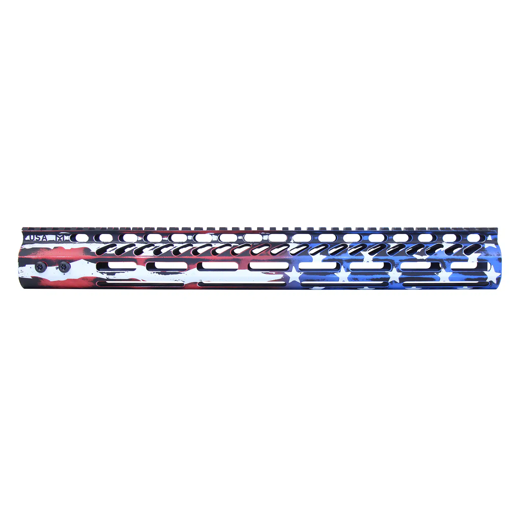 15-inch M-LOK handguard with battle worn flag finish and monolithic top rail.