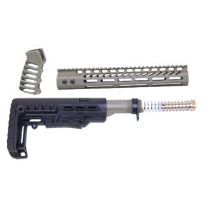 AR-15 Ultralight furniture set in flat dark earth, featuring grip, handguard, and adjustable stock.