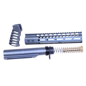 AR-15 pistol brace build kit with ergonomic grip and anodized buffer tube.