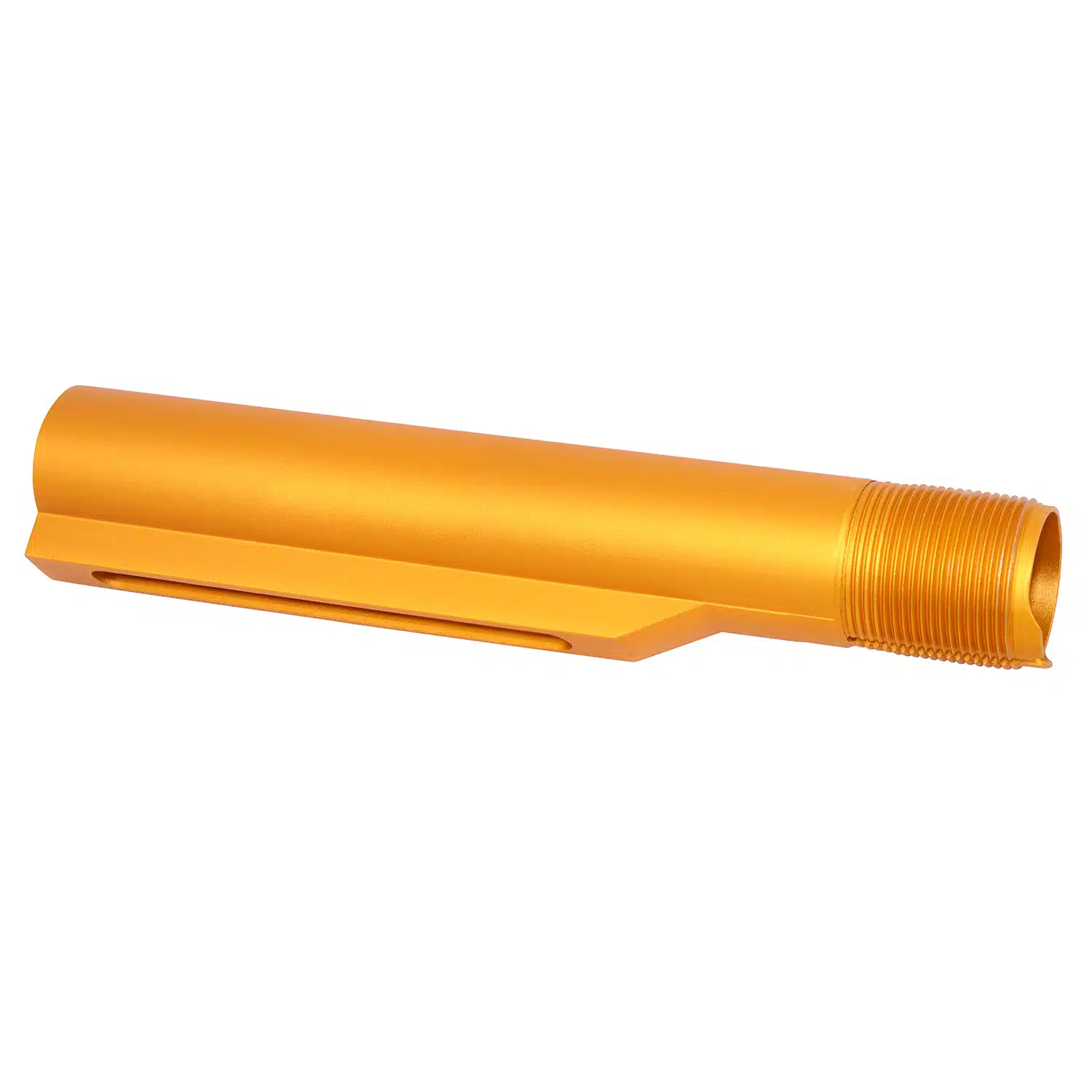 Anodized Orange AR-15 Mil-Spec Gen 2 Buffer Tube with threaded end and detent notch