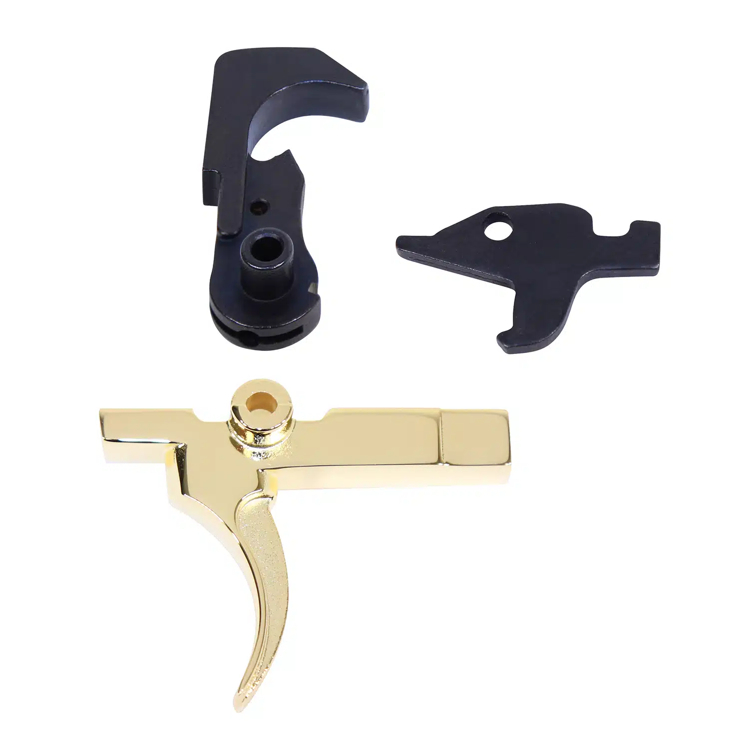 AR-15 Fire Control Group with 24 Ct Gold Plated Trigger and Black Nitride Hammer and Disconnector