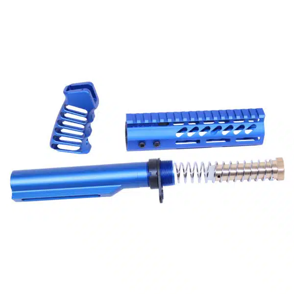 AR-15 7" Pistol Pistol Brace Build Kit With Milspec Buffer Tube in Anodized Blue