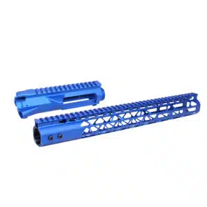 AR-15 Billet Upper Receiver and Air Lite Handguard in Anodized Blue