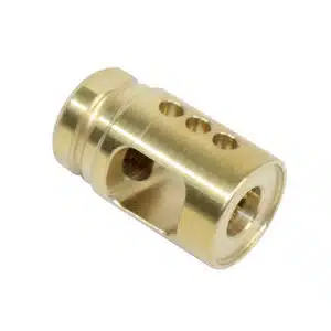 High polish tin coated AR-15 micro compensator with side slot and top ports