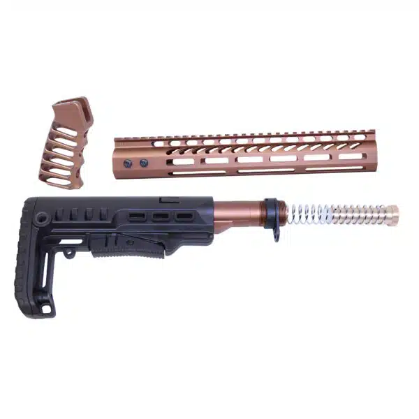 AR-15 Ultralight Furniture Set with bronze pistol grip, handguard, and adjustable stock.