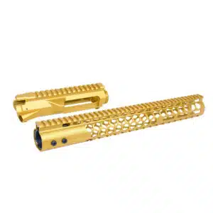 AR-15 Billet Upper Receiver and Air Lite Handguard in Anodized Gold finish