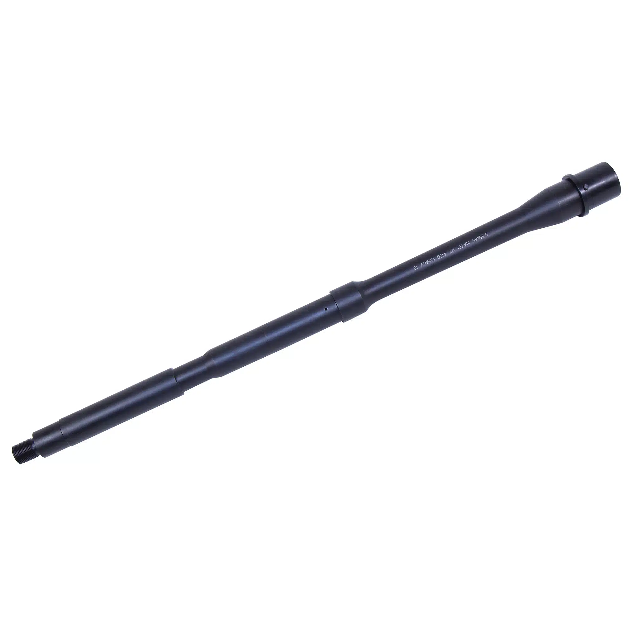 Black nitride 16-inch 5.56mm M4 barrel with carbine gas system and 1/2-28 threads