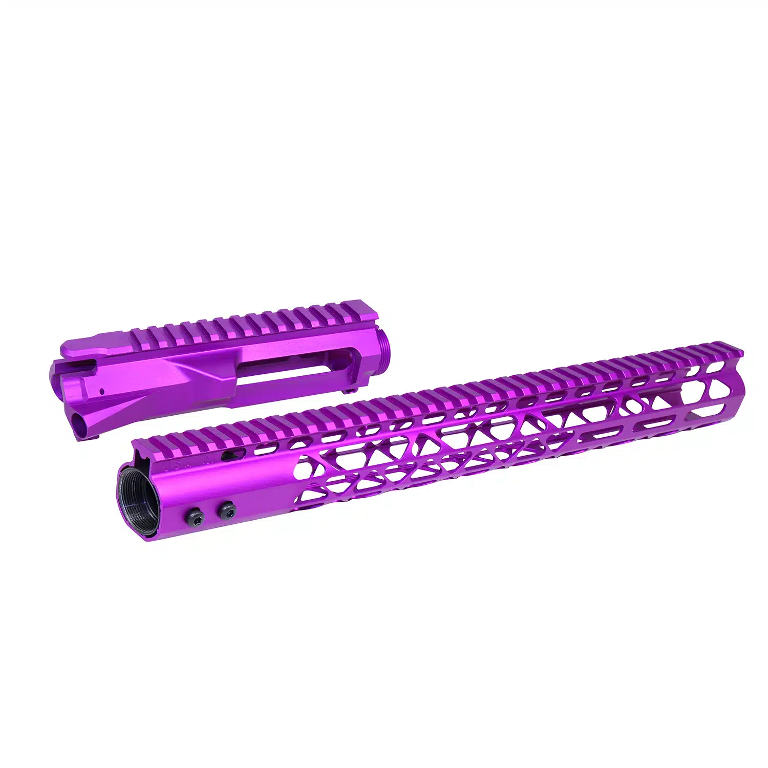 AR-15 stripped billet upper receiver and 15-inch Air Lite M-LOK handguard in Anodized Purple finish
