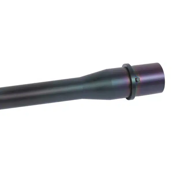 Rainbow PVD coated M4 rifle barrel with 5.56mm 1:7 twist precision engineering.