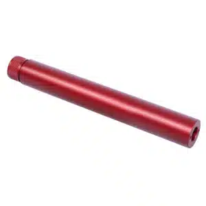 Red Anodized 9-Inch Fake Suppressor for AR .308 Rifle, Precision-Machined.