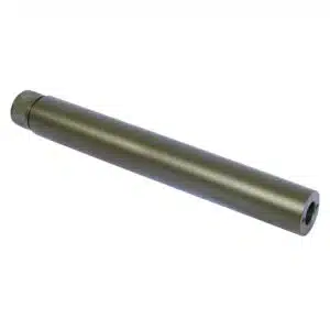 Olive-green anodized 9 AR .308 fake suppressor with smooth matte finish.