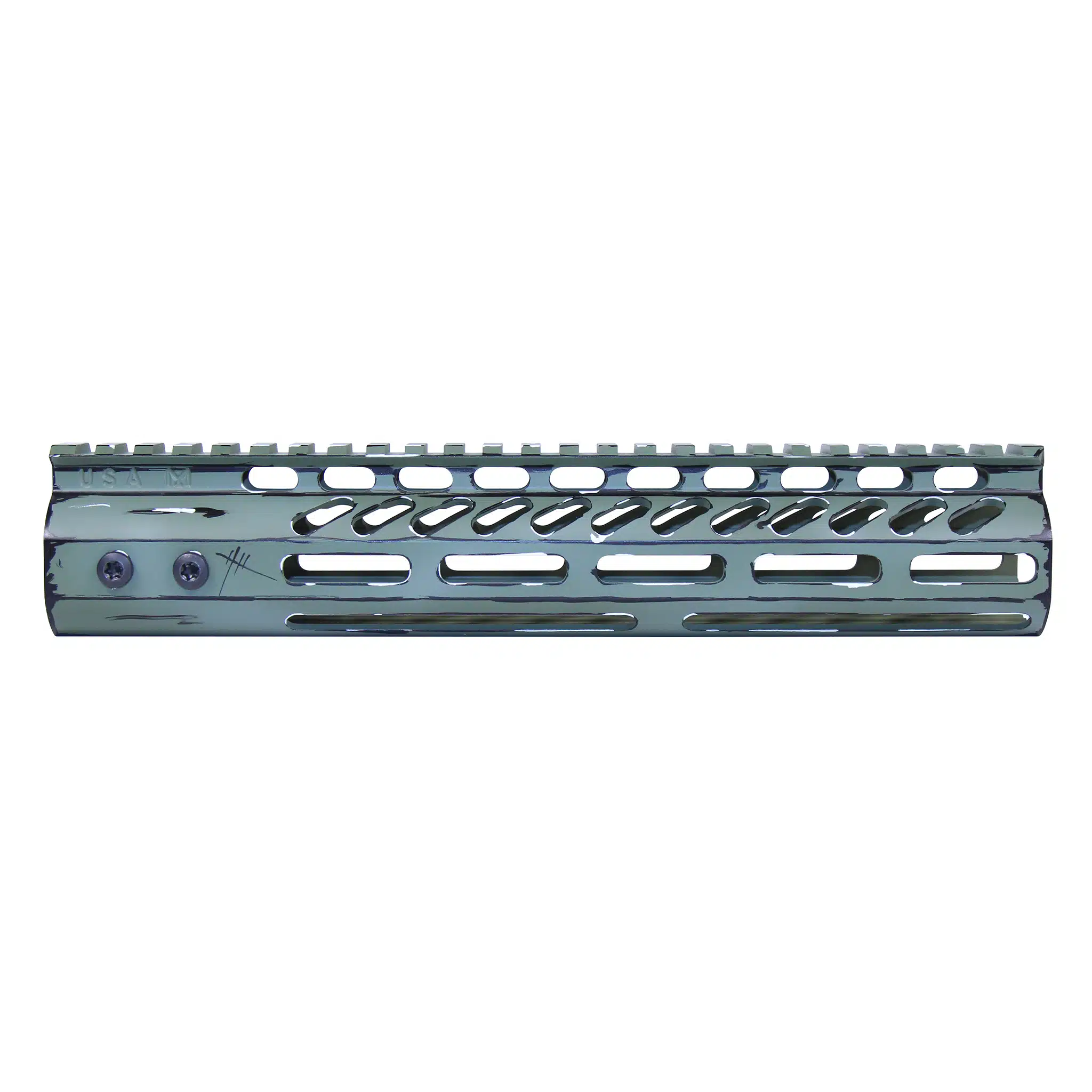 Green Sketch M-LOK handguard with top Picatinny rail and ventilation slots