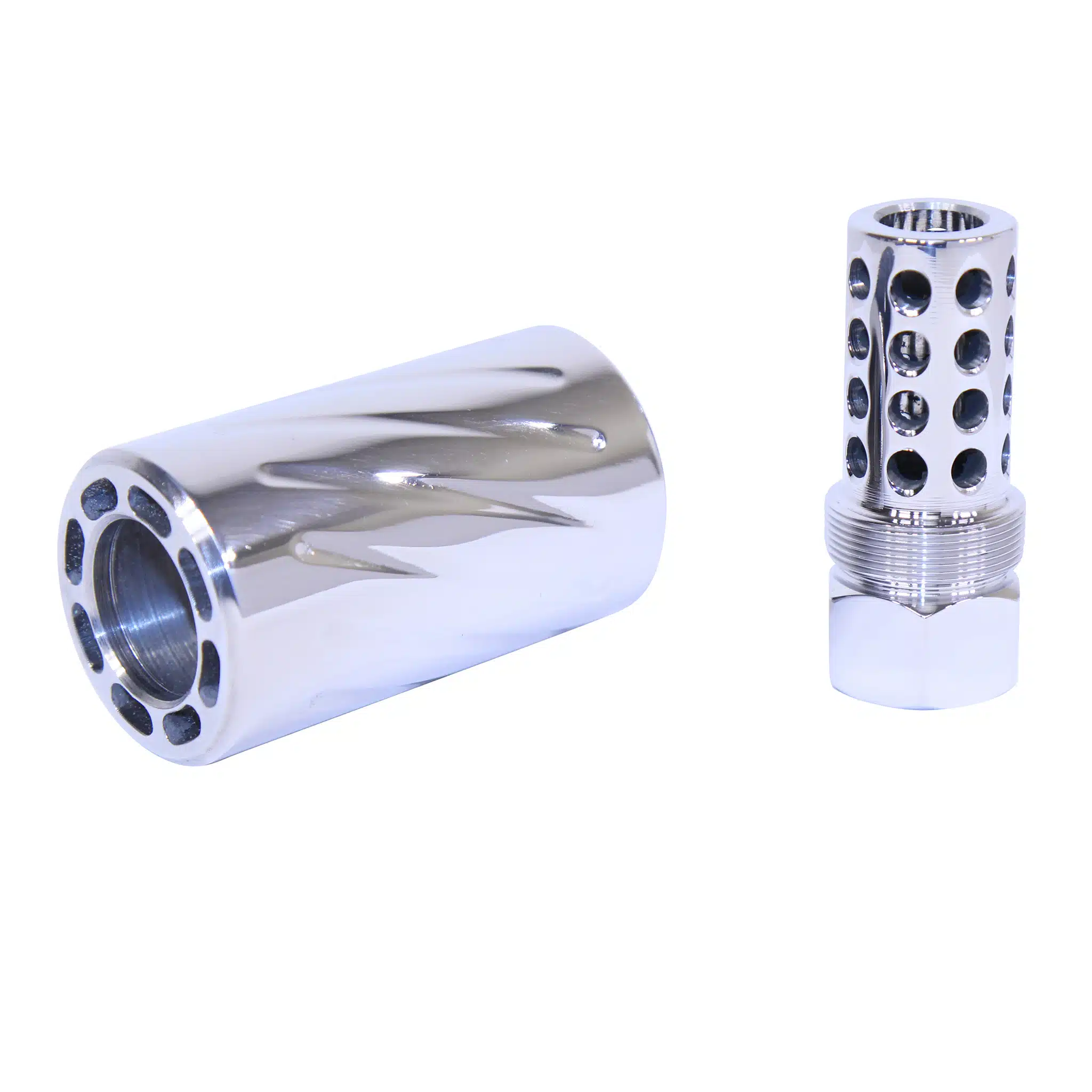 High polish AR 300 Blackout muzzle compensator and QD blast shield