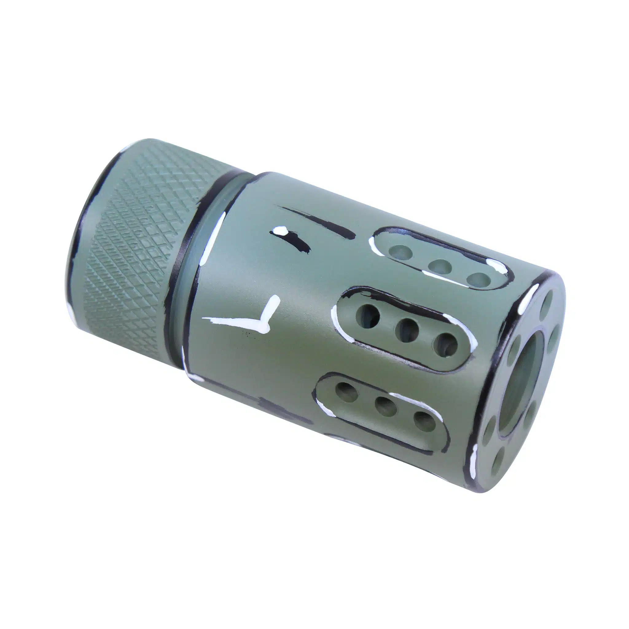 Muzzle brake with knurled grip in Limited Edition Cerakote Green Sketch finish