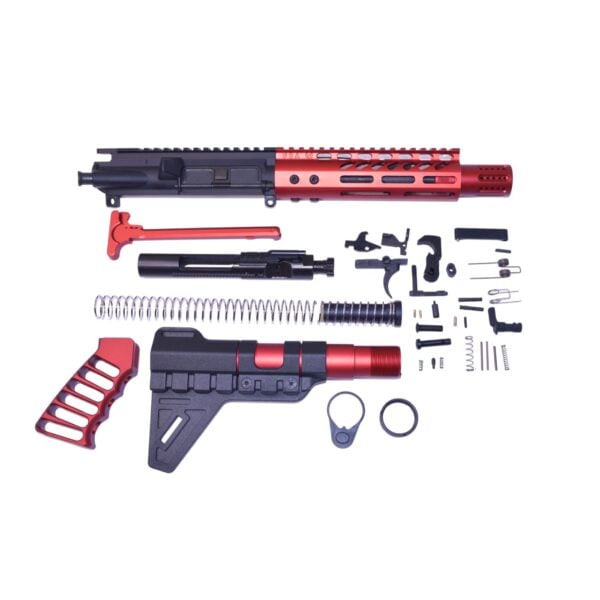 AR-15 5.56 Commander Series Pistol Complete Upper Kit in Anodize Red