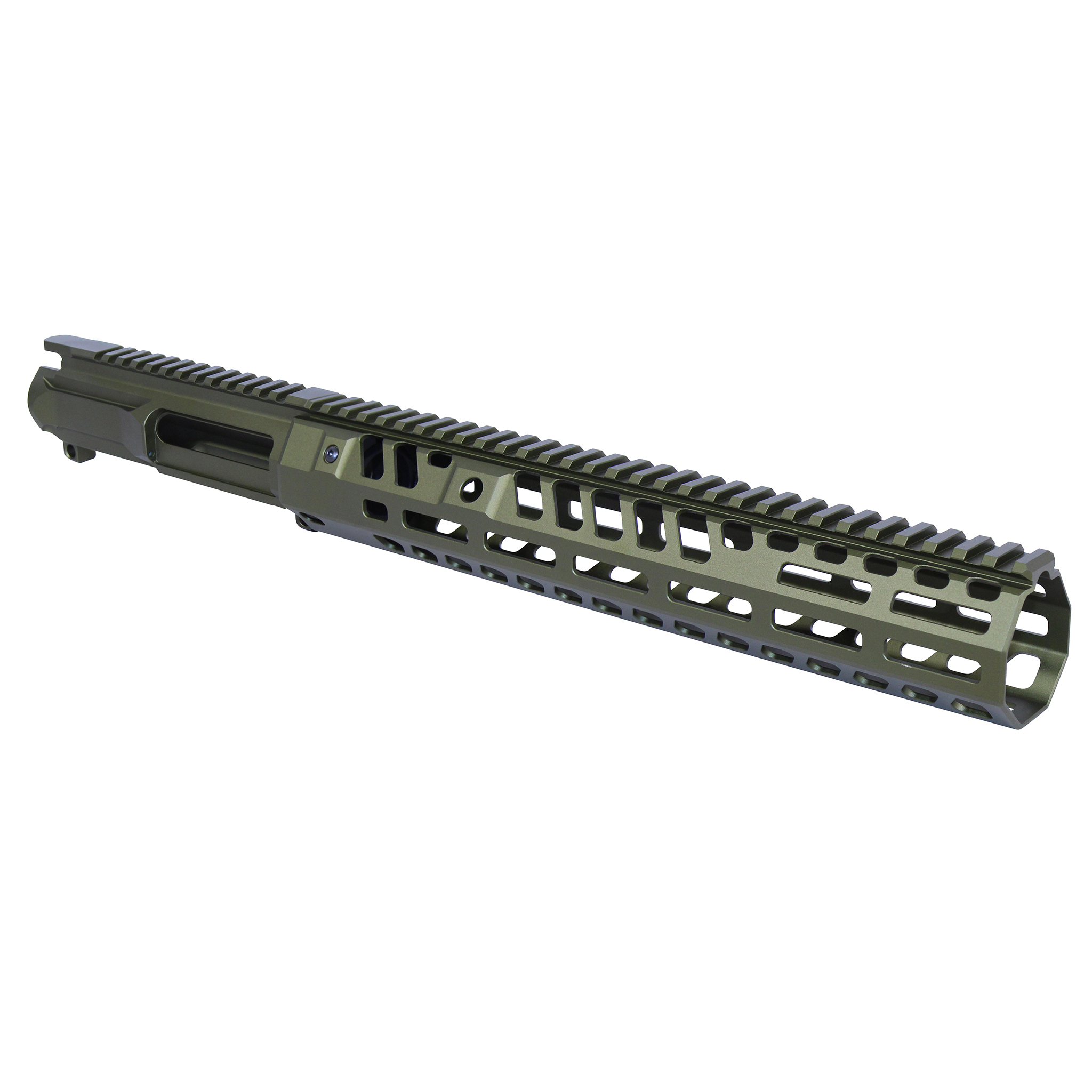 Anodized green AR-15 Slabside stripped billet upper receiver with 12-inch Socom Series handguard