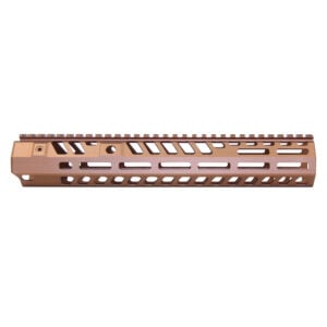 Anodized Bronze 12-inch skeletonized handguard with M-LOK slots and top rail