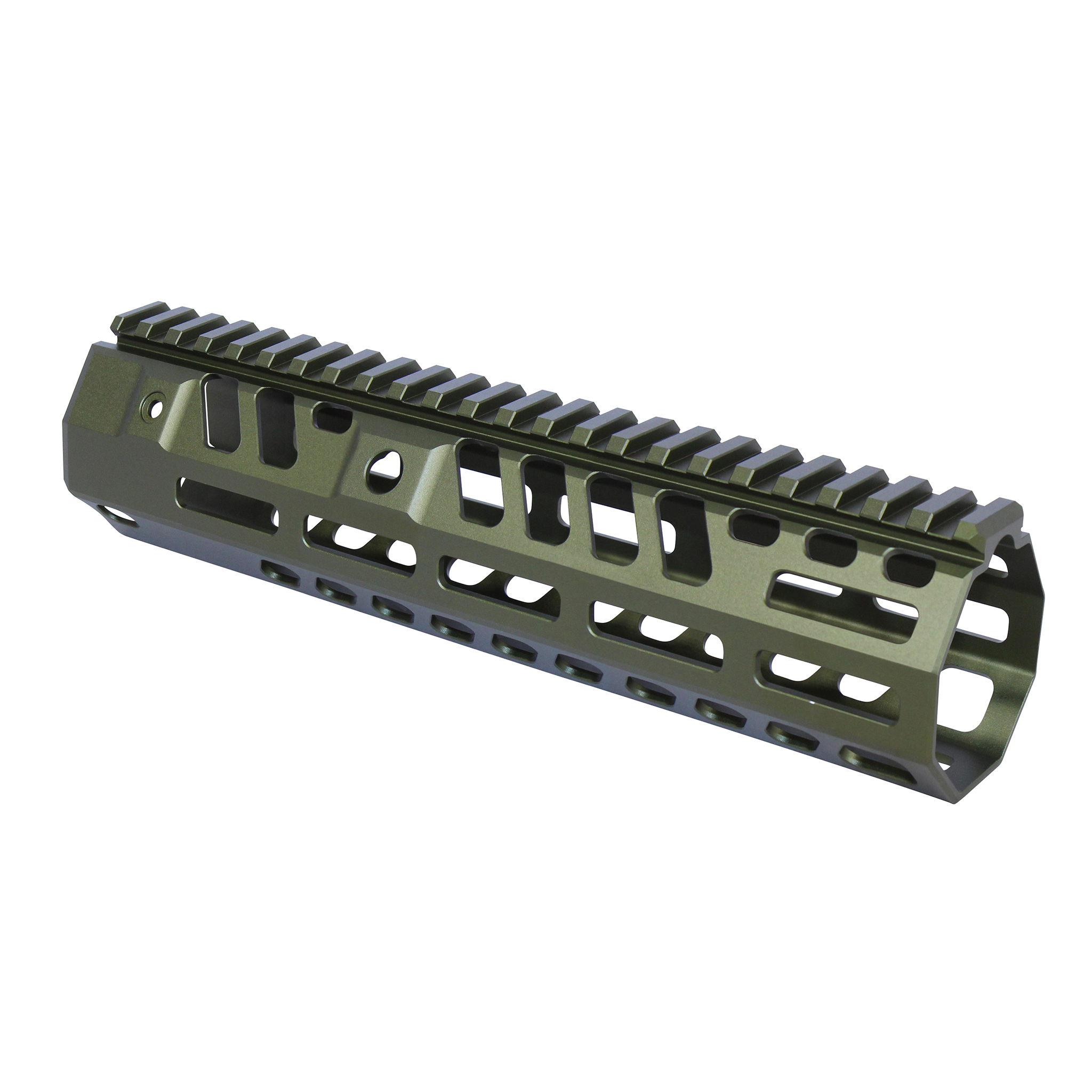 Socom Series 9-inch suppressor compatible handguard in anodized green finish for AR-15