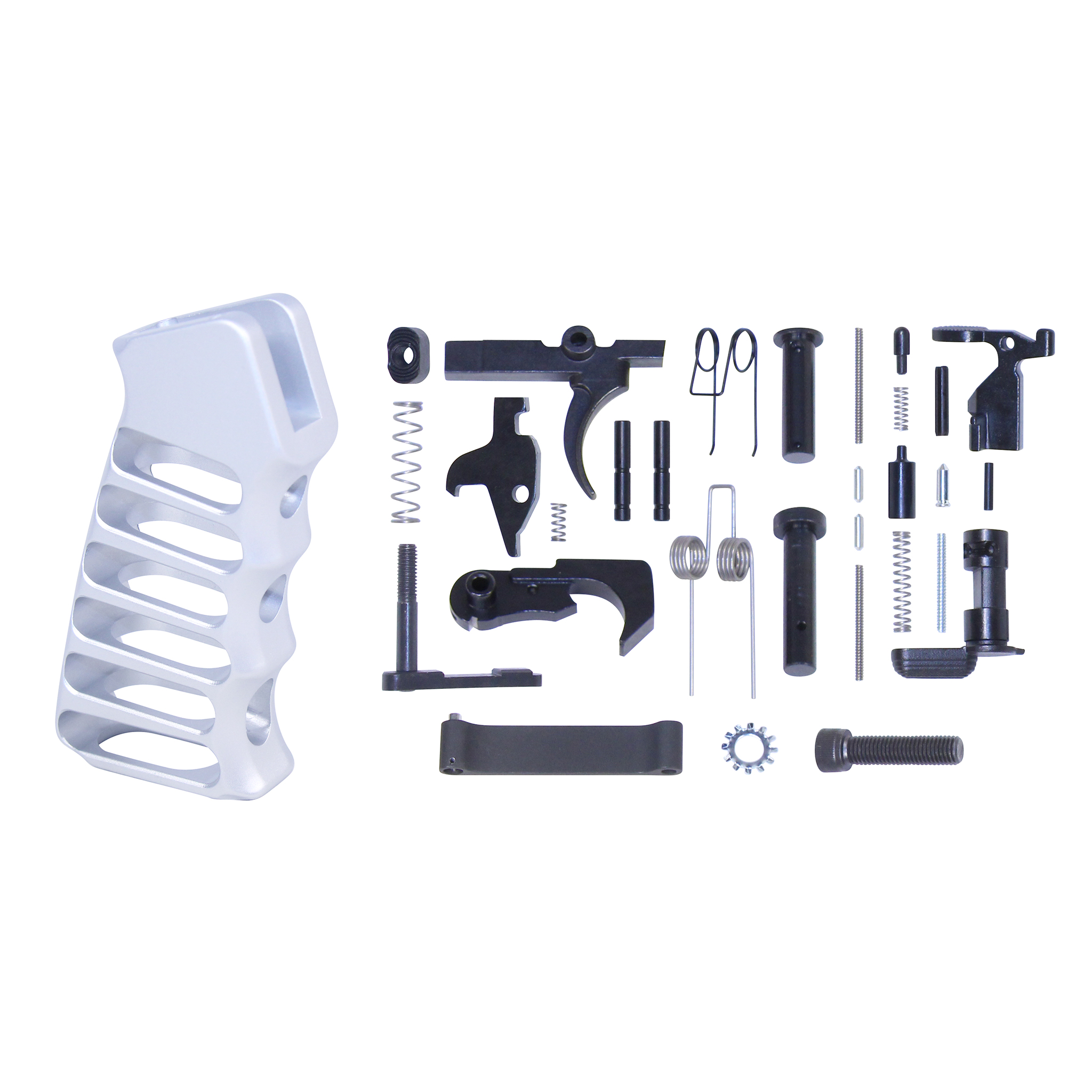 AR-15 Complete Lower Parts Kit with Anodized Bronze Skeletonized Pistol Grip