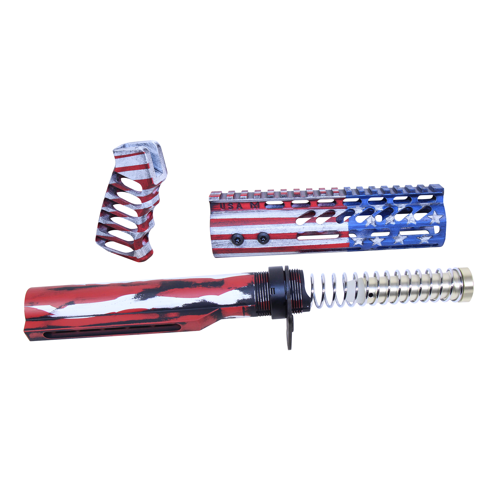 AR-15 pistol brace build kit with Milspec buffer tube and pistol grip in Cerakote Battleworn finish
