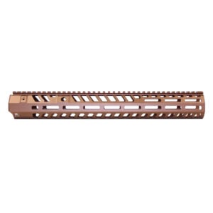 Anodized Bronze 15-inch skeletonized handguard with M-LOK slots and top rail