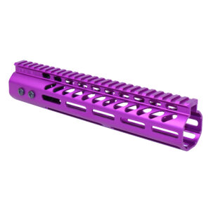 Anodized Purple 10 inch M-LOK handguard with monolithic top rail for .308 Cal AR platform