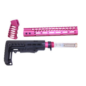 AR-15 Ultralight furniture set with pink M-Lok handguard, pink vertical grip, and black stock