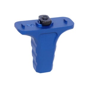 Micro M-LOK Vertical Handstop in anodized blue finish with textured grip and black mounting hardware