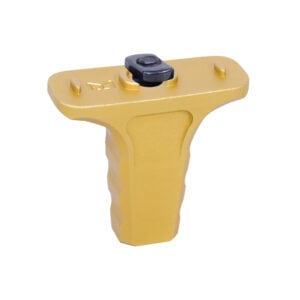 Micro M-LOK Vertical Handstop in Anodized Gold finish with textured grip sides and black mounting knob