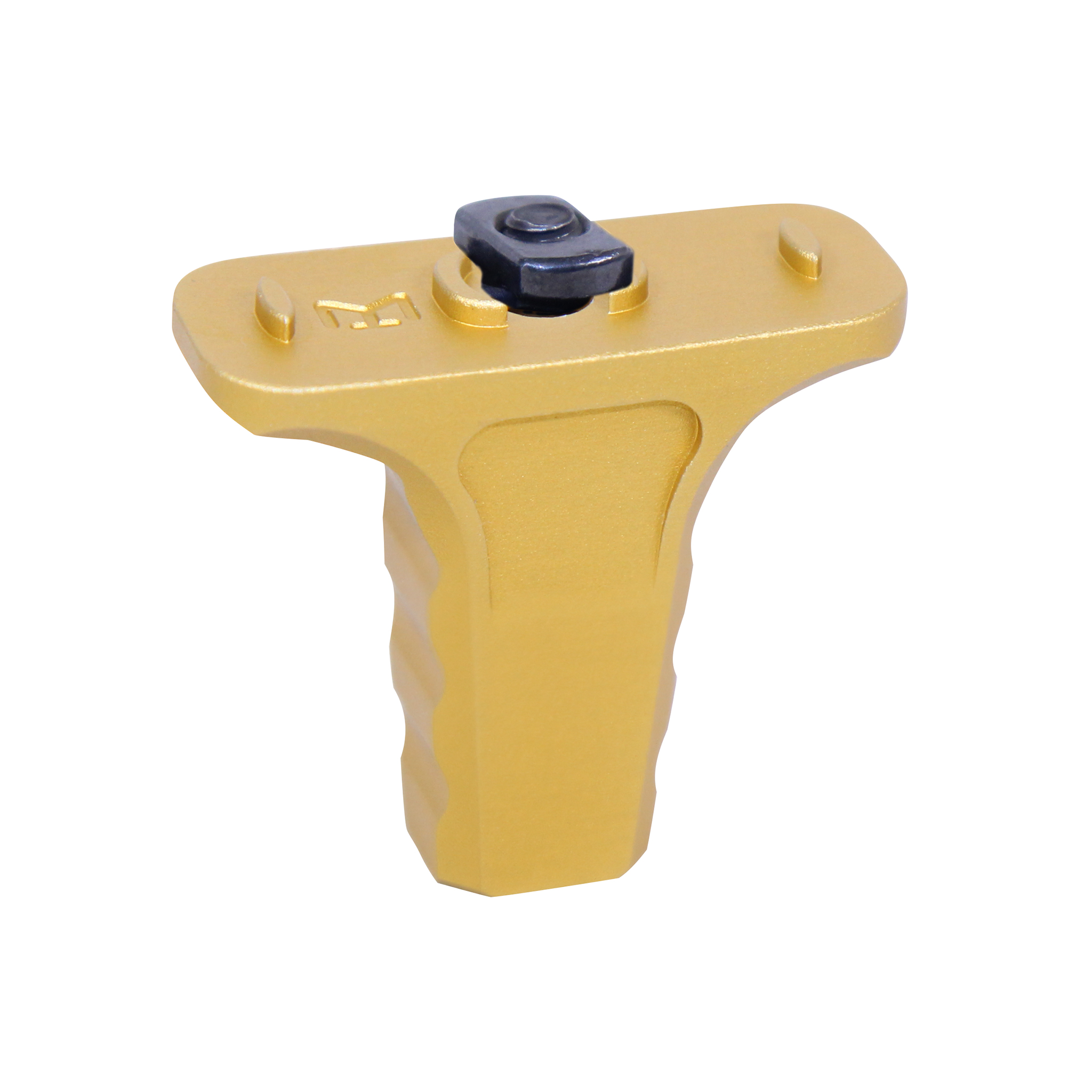 Micro M-LOK Vertical Handstop in Anodized Gold finish with textured grip sides and black mounting knob