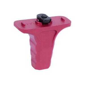 Micro M-LOK Vertical Handstop in Anodized Pink finish with textured grip sides and black mounting hardware