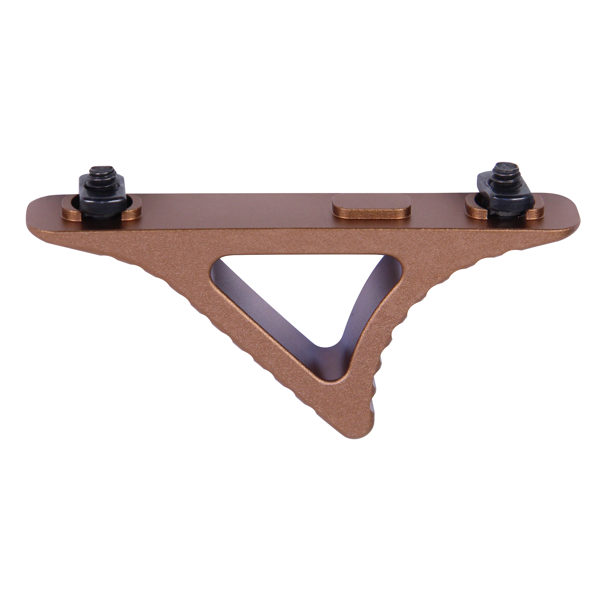 Anodized Bronze skeletonized angled foregrip with M-LOK mounting hardware