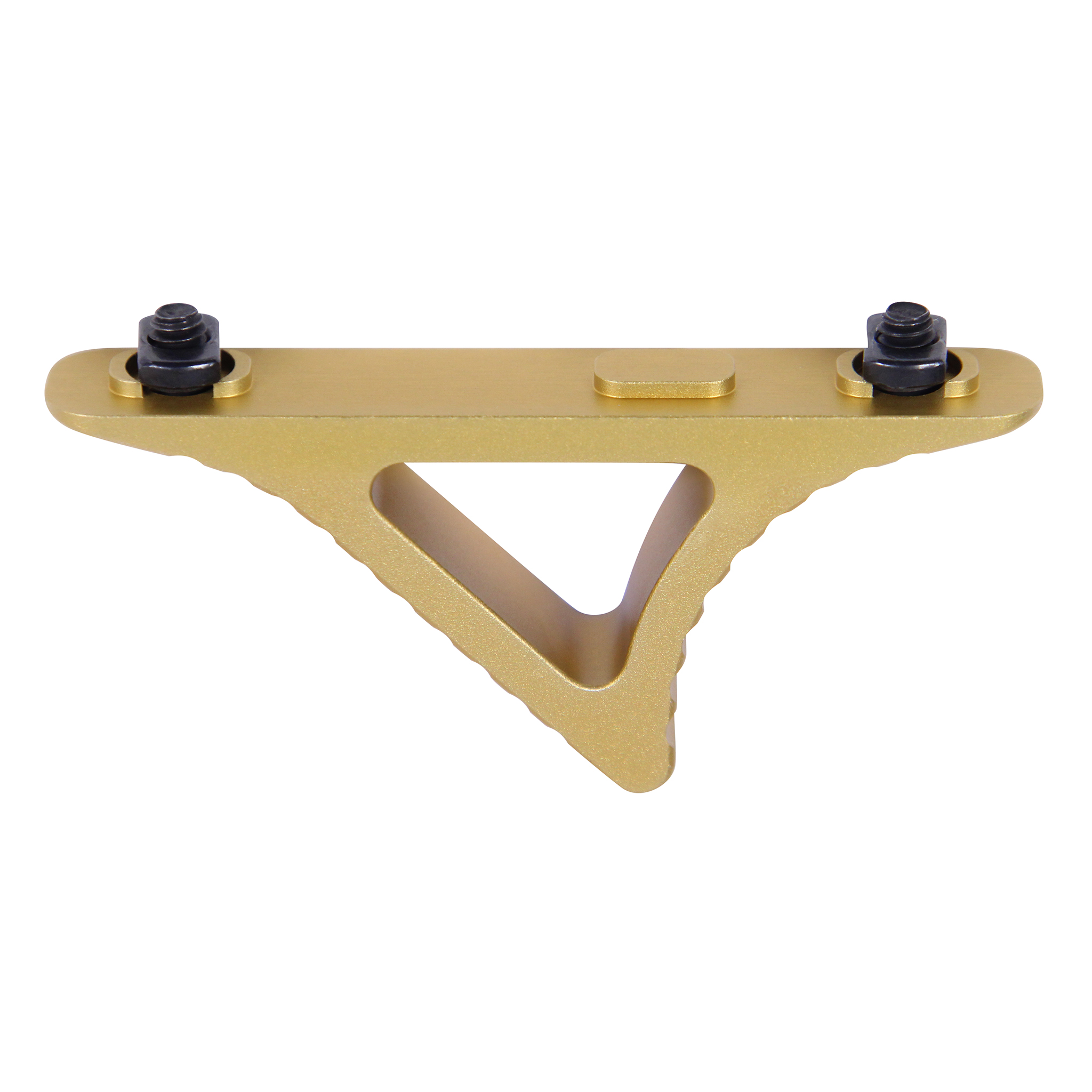 Anodized gold skeletonized angled foregrip with black mounting hardware for M-LOK