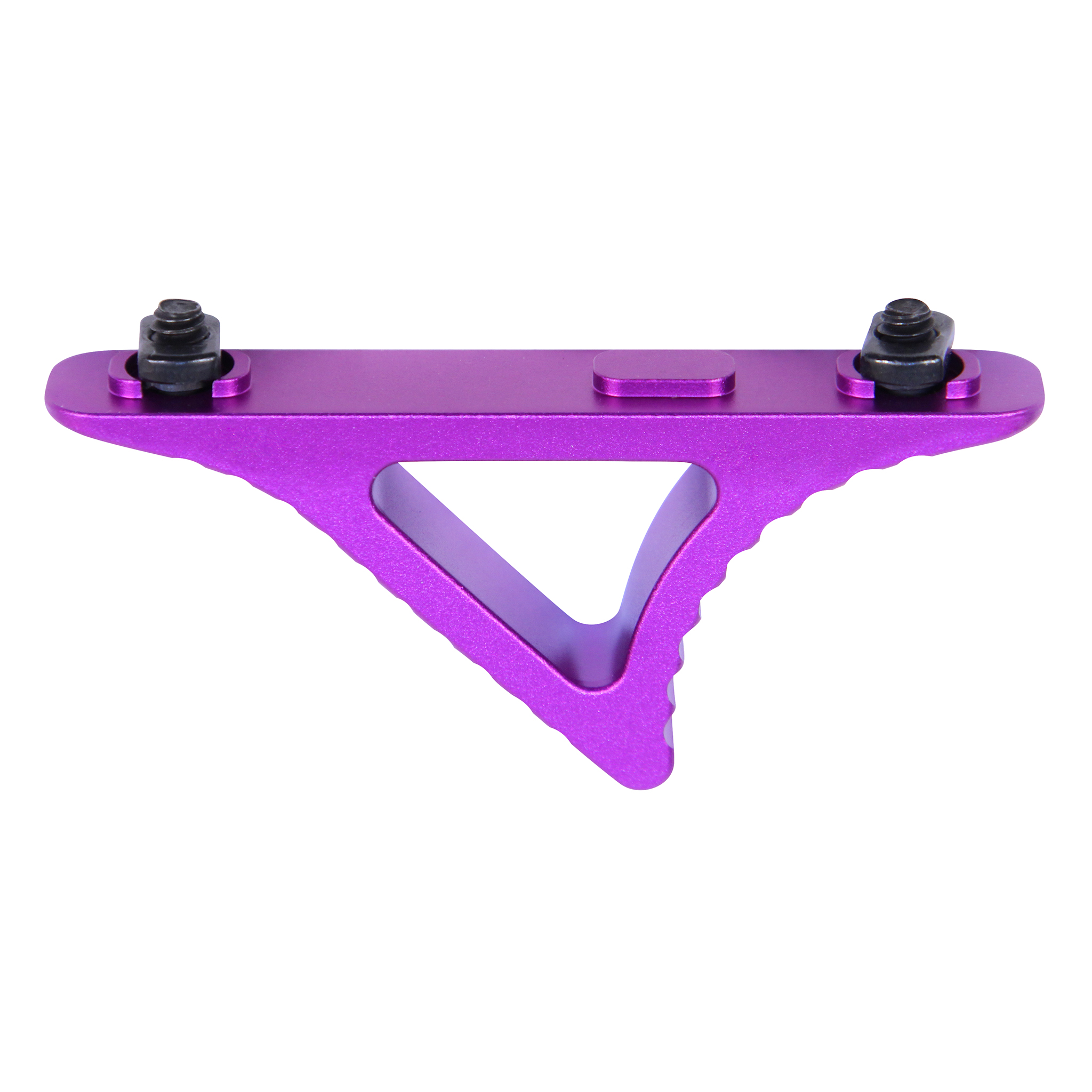 Anodized purple skeletonized angled foregrip with M-LOK mounting screws