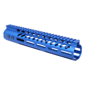 Anodized Blue 10-inch M-LOK free floating handguard with monolithic top rail for AR-308