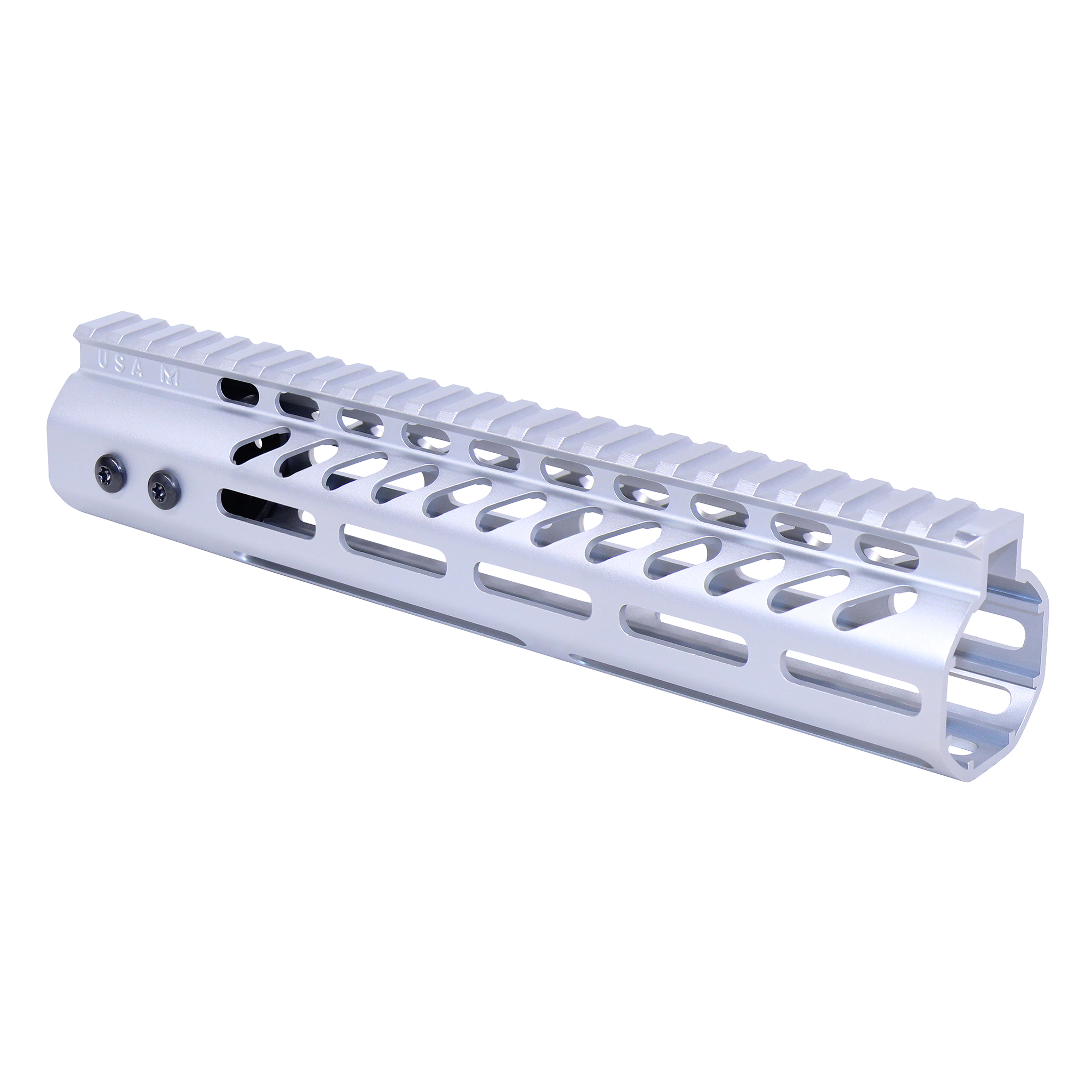 Anodized Clear 10 inch M-LOK handguard with monolithic top rail