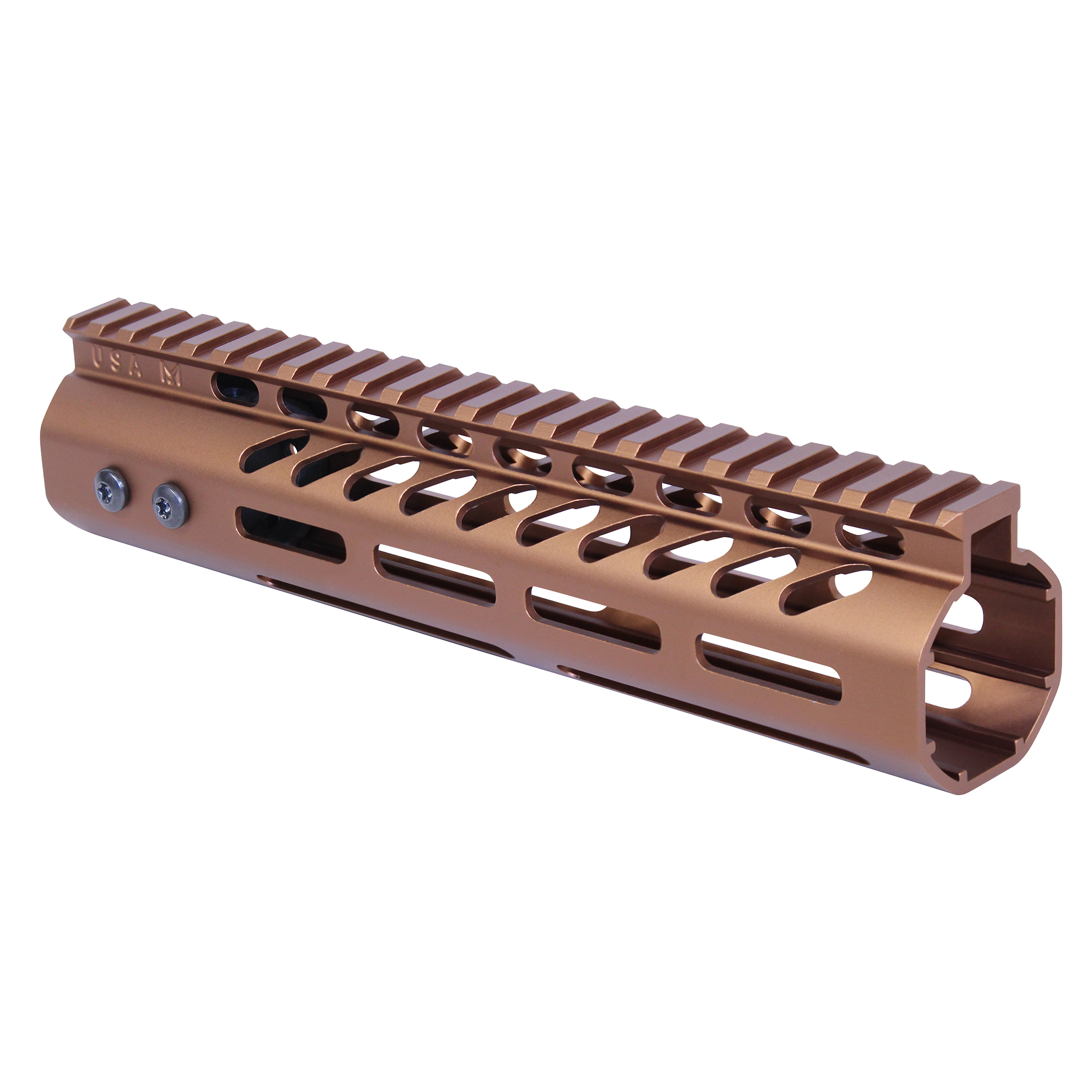 Anodized Bronze 9 inch M-LOK handguard with monolithic top rail for AR-308