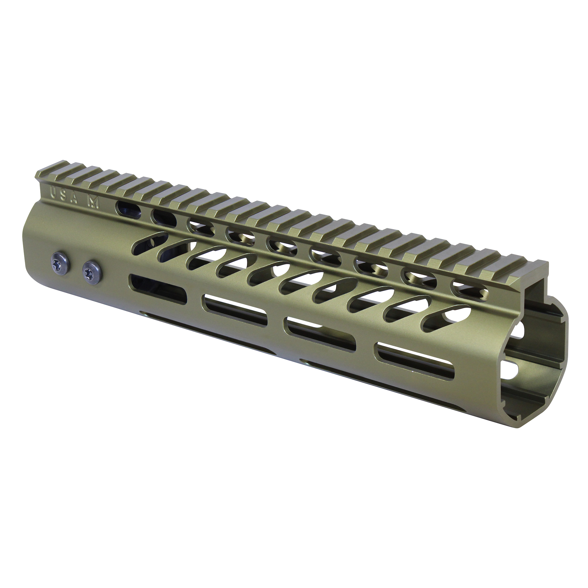 Anodized Green 9-inch M-LOK free floating handguard with monolithic top rail for .308 caliber AR-308 platform