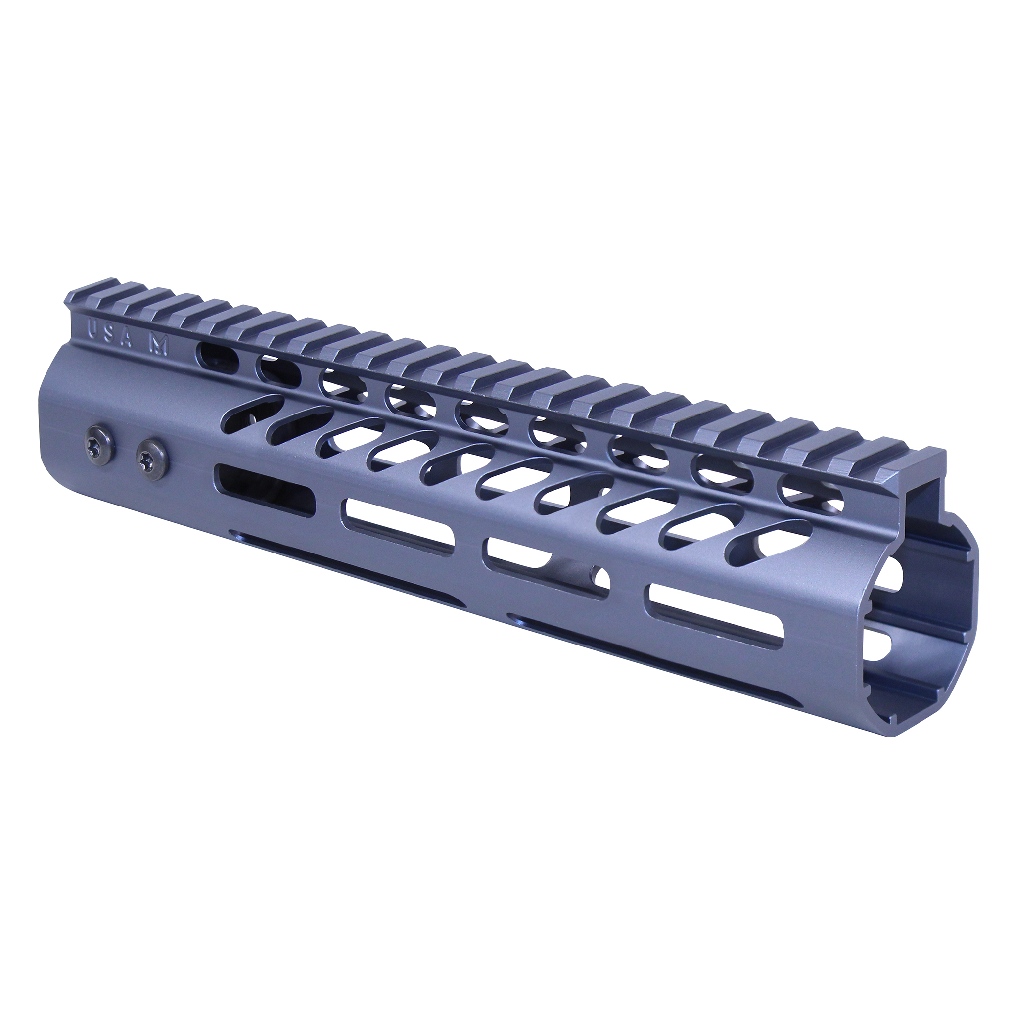 Anodized Grey 9 inch M-LOK free floating handguard with monolithic top rail for .308 Cal